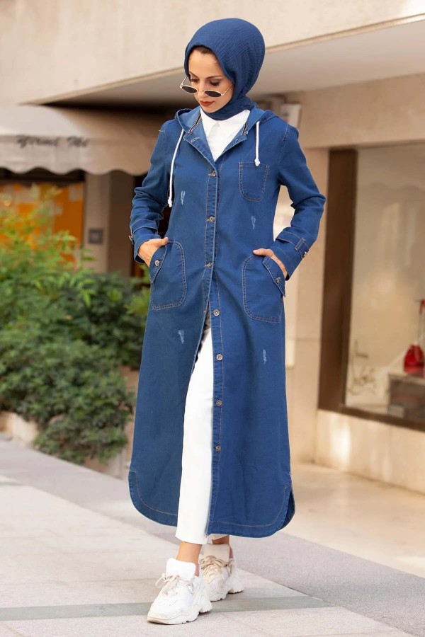 KAPÜŞONLU DÜĞMELİ SPOR KOT KAP Lacivert 7563 KAPÜŞONLU DÜĞMELİ SPOR KOT KAP Lacivert 7563