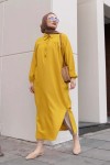  Yanları Yırtmaç Robalı Tam Boy Tunik Sarı 8222