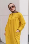  Yanları Yırtmaç Robalı Tam Boy Tunik Sarı 8222