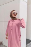 Yanları Yırtmaç Robalı Tam Boy Tunik Pudra 8222 Yanları Yırtmaç Robalı Tam Boy Tunik Pudra 8222