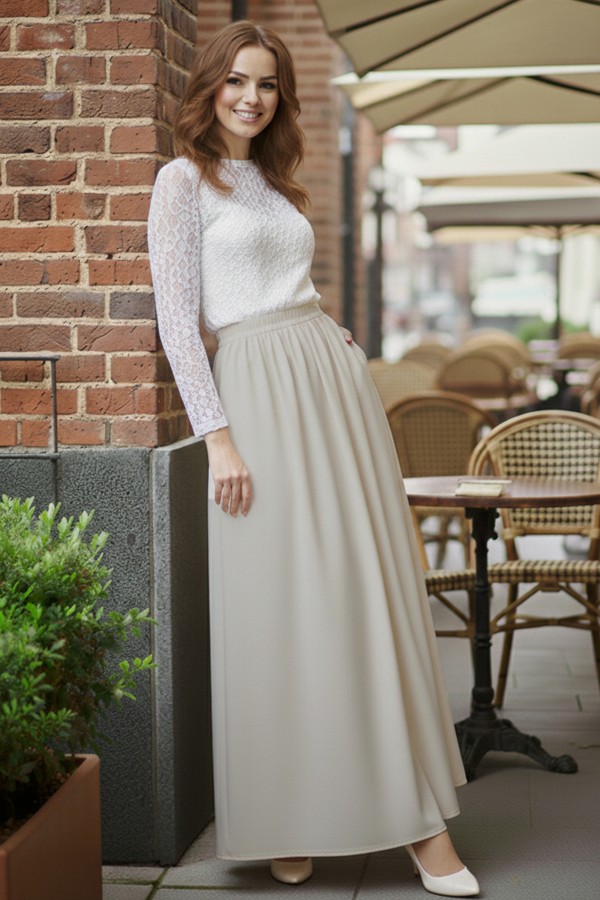 Beli Lastikli Double Etek M213 Taş Rengi