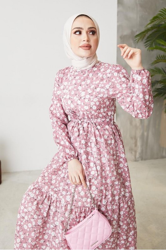  Papatya Desen Elbise Pembe 400