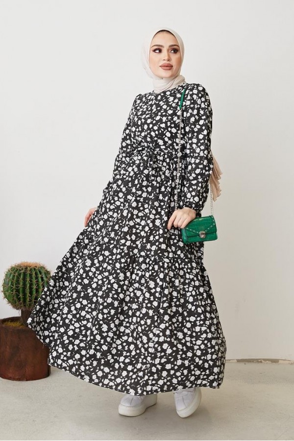 Papatya Desen Elbise Siyah 400 Papatya Desen Elbise Siyah 400