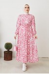 Zebra Desen Elbise Fuşya 401 Zebra Desen Elbise Fuşya 401