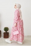 Zebra Desen Elbise Fuşya 401 Zebra Desen Elbise Fuşya 401
