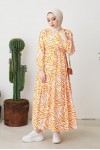 Zebra Desen Elbise Oranj 401 Zebra Desen Elbise Oranj 401