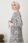  Zebra Desen Elbise Siyah 401