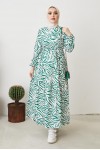 Zebra Desen Elbise Yeşil 401 Zebra Desen Elbise Yeşil 401