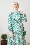 Zebra Desen Elbise Yeşil 401 Zebra Desen Elbise Yeşil 401
