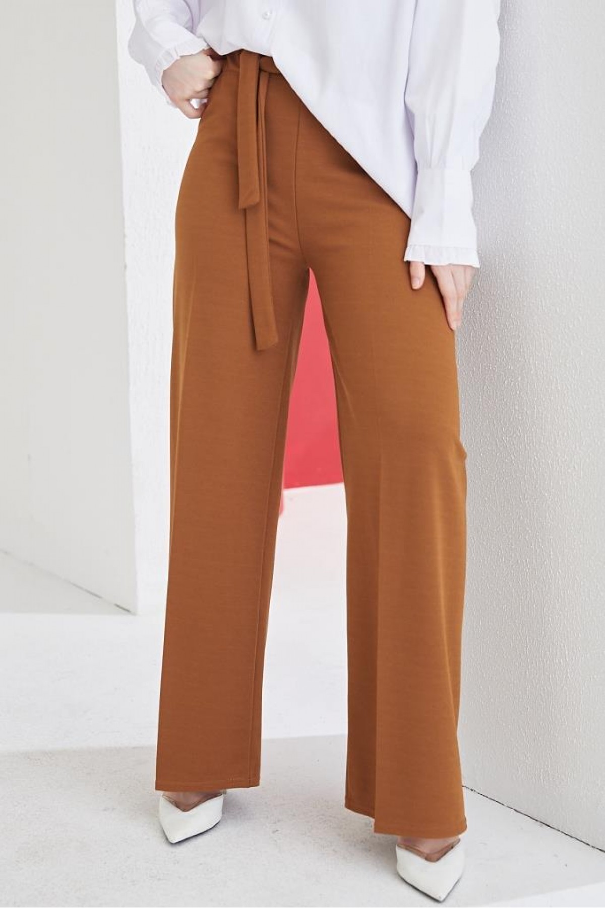 Kuşakli Tesettür Pantolon Taba 204 Kuşakli Tesettür Pantolon Taba 204