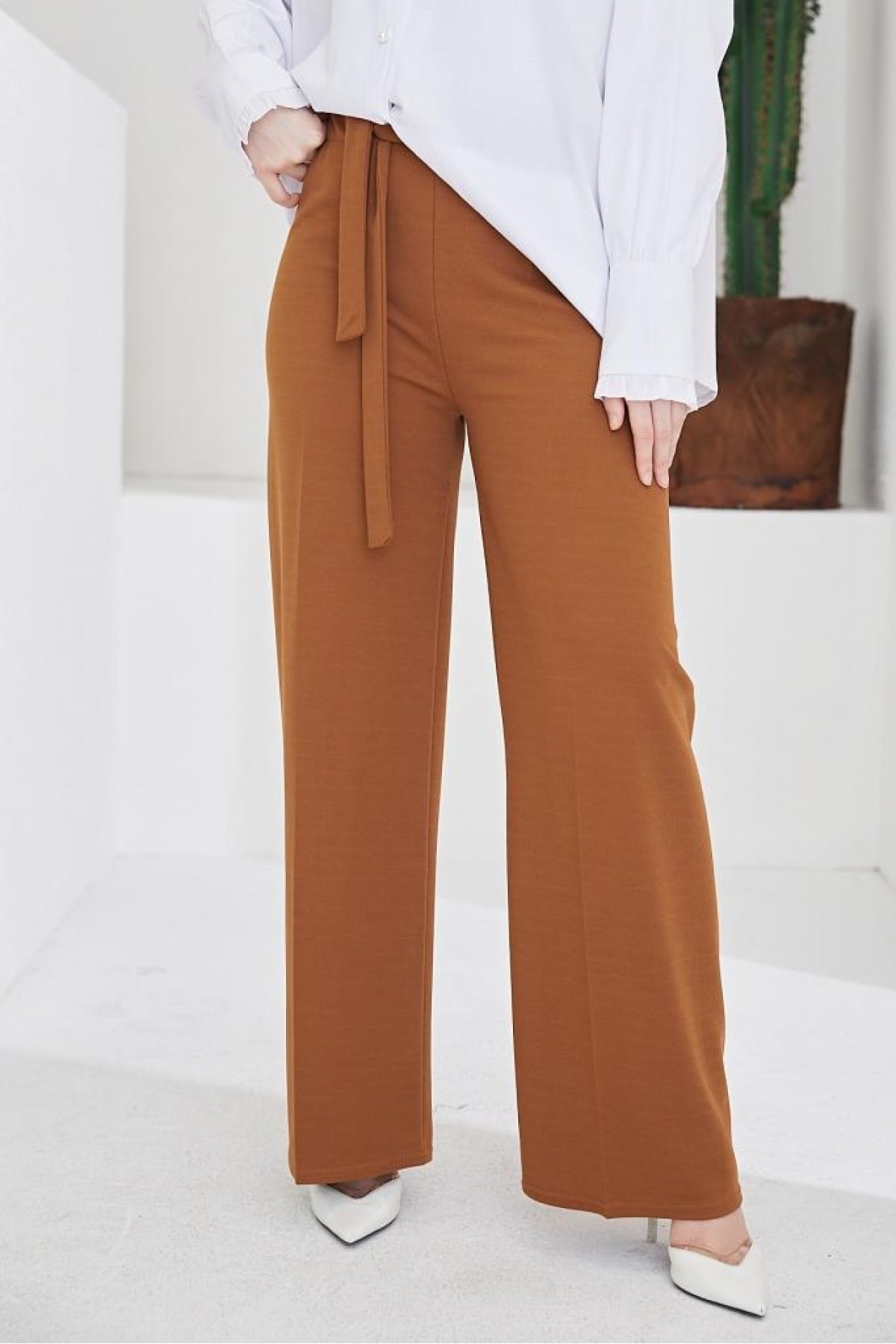 Kuşakli Tesettür Pantolon Taba 204 Kuşakli Tesettür Pantolon Taba 204