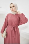 Tesettür Elbise Gül Kurusu 424-1 Tesettür Elbise Gül Kurusu 424-1