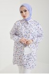 Desenli Tesettür Gömlek Lila 8880 Desenli Tesettür Gömlek Lila 8880