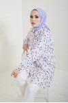 Desenli Tesettür Gömlek Lila 8880 Desenli Tesettür Gömlek Lila 8880