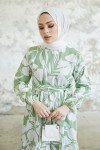 Çiçek Desen Tesettür Elbise Mint 431 Çiçek Desen Tesettür Elbise Mint 431
