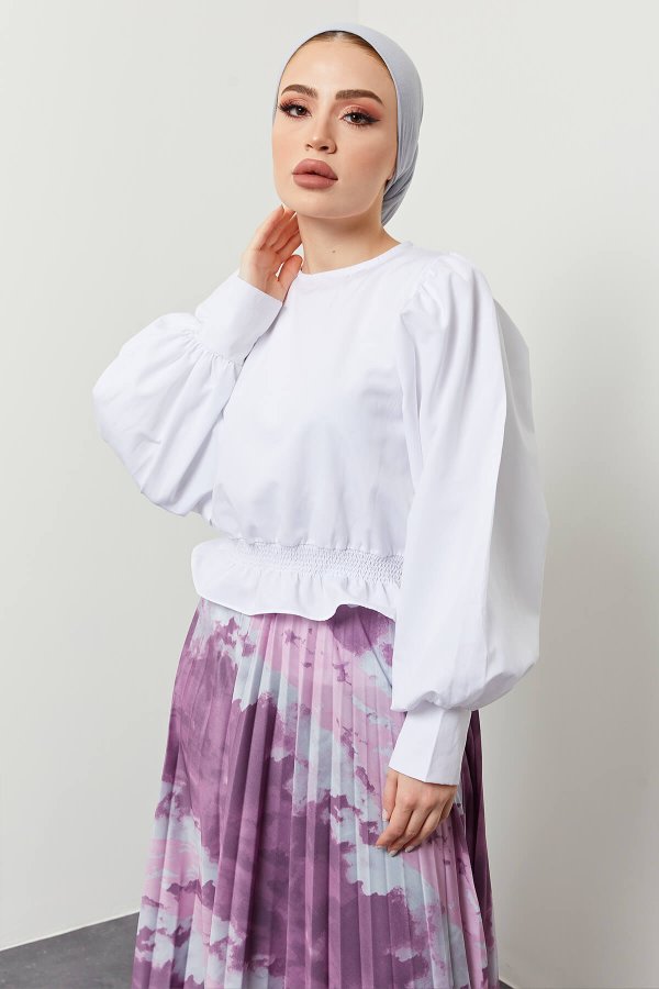 Balon Kol Gömlek Beyaz 4534 Balon Kol Gömlek Beyaz 4534