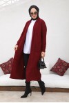 Uzun Triko Hırka Bordo 2447 Uzun Triko Hırka Bordo 2447
