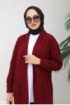 Uzun Triko Hırka Bordo 2447 Uzun Triko Hırka Bordo 2447