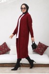Uzun Triko Hırka Bordo 2447 Uzun Triko Hırka Bordo 2447
