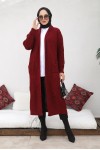Uzun Triko Hırka Bordo 2447 Uzun Triko Hırka Bordo 2447