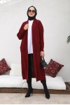 Uzun Triko Hırka Bordo 2447 Uzun Triko Hırka Bordo 2447
