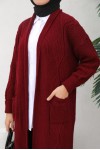 Uzun Triko Hırka Bordo 2447 Uzun Triko Hırka Bordo 2447
