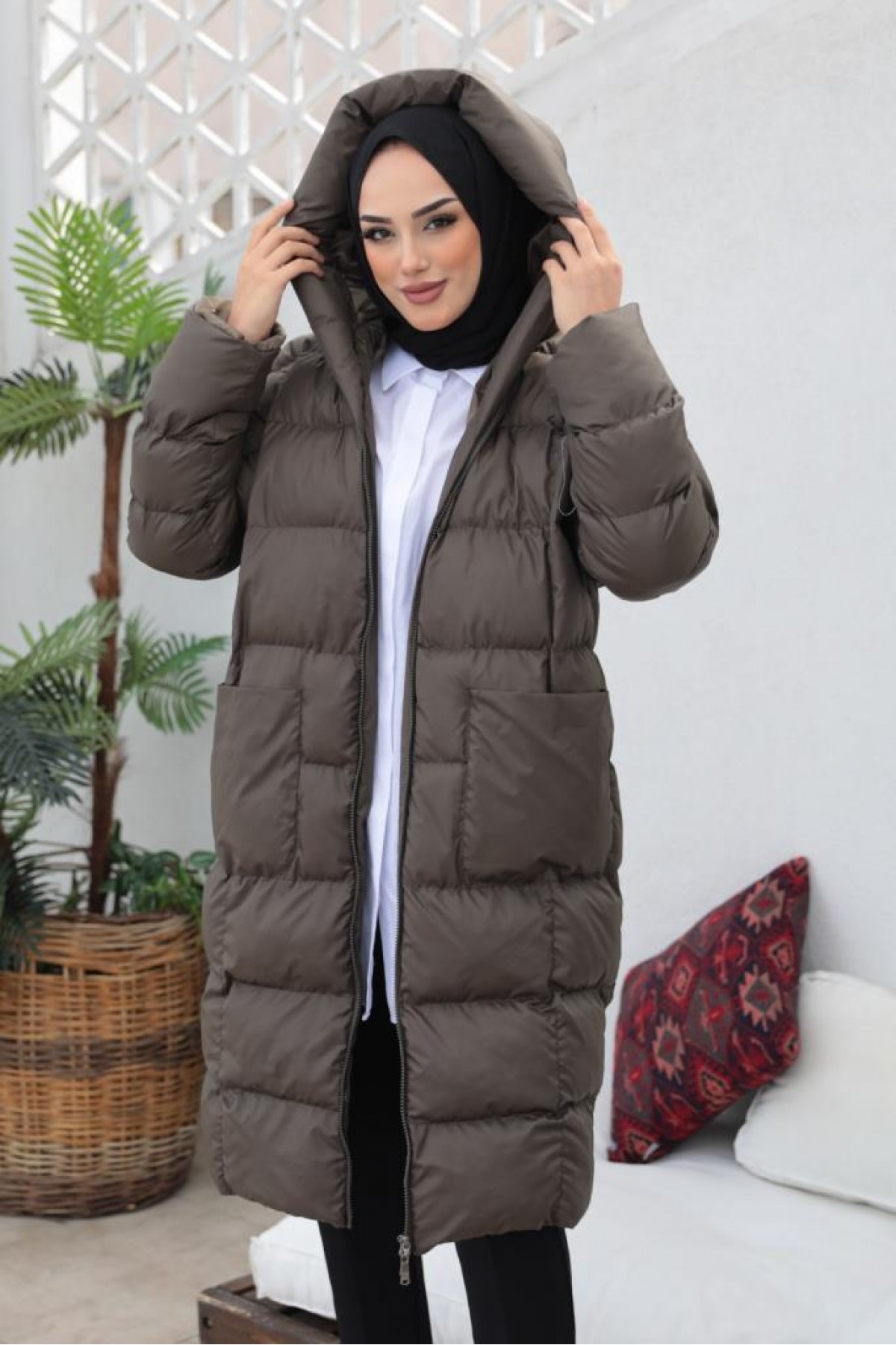 Oversize Şişme Mont Koyu Haki 2255 Oversize Şişme Mont Koyu Haki 2255