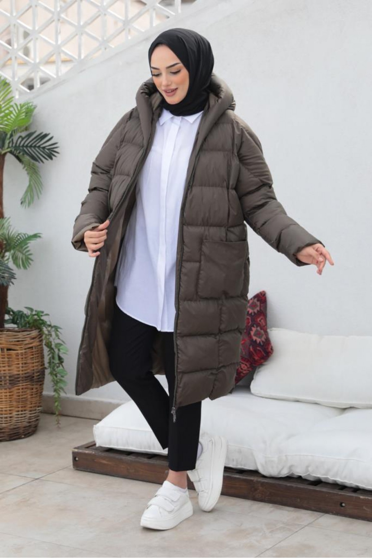 Oversize Şişme Mont Koyu Haki 2255 Oversize Şişme Mont Koyu Haki 2255