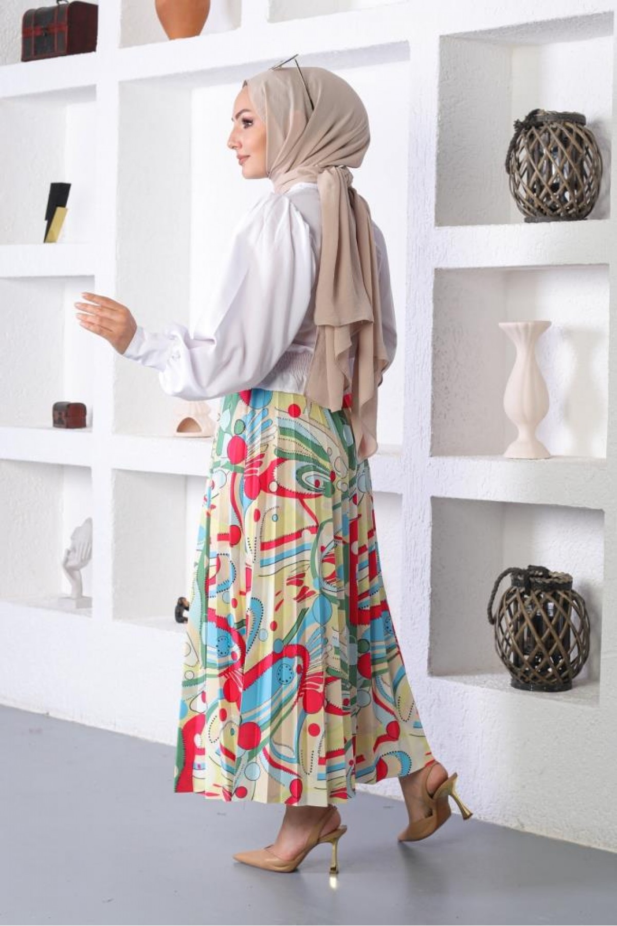 Desenli Tesettür Piliseli Etek Fuşya 4532 Desenli Tesettür Piliseli Etek Fuşya 4532