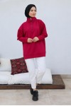 Raglan Kol İçi Şardonlu Tesetür Sweatshirt Bordo 10029 Raglan Kol İçi Şardonlu Tesetür Sweatshirt Bordo 10029