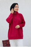 Raglan Kol İçi Şardonlu Tesetür Sweatshirt Bordo 10029 Raglan Kol İçi Şardonlu Tesetür Sweatshirt Bordo 10029