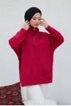 Raglan Kol İçi Şardonlu Tesetür Sweatshirt Bordo 10029 Raglan Kol İçi Şardonlu Tesetür Sweatshirt Bordo 10029