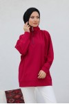 Raglan Kol İçi Şardonlu Tesetür Sweatshirt Bordo 10029 Raglan Kol İçi Şardonlu Tesetür Sweatshirt Bordo 10029