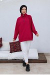Raglan Kol İçi Şardonlu Tesetür Sweatshirt Bordo 10029 Raglan Kol İçi Şardonlu Tesetür Sweatshirt Bordo 10029