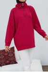 Raglan Kol İçi Şardonlu Tesetür Sweatshirt Bordo 10029 Raglan Kol İçi Şardonlu Tesetür Sweatshirt Bordo 10029