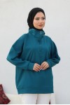 Raglan Kol İçi Şardonlu Tesetür Sweatshirt Petrol 10029 Raglan Kol İçi Şardonlu Tesetür Sweatshirt Petrol 10029