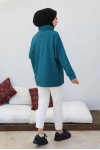 Raglan Kol İçi Şardonlu Tesetür Sweatshirt Petrol 10029 Raglan Kol İçi Şardonlu Tesetür Sweatshirt Petrol 10029