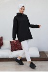 Raglan Kol İçi Şardonlu Tesetür Sweatshirt Siyah 10029 Raglan Kol İçi Şardonlu Tesetür Sweatshirt Siyah 10029