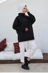 Raglan Kol İçi Şardonlu Tesetür Sweatshirt Siyah 10029 Raglan Kol İçi Şardonlu Tesetür Sweatshirt Siyah 10029