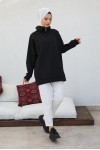 Raglan Kol İçi Şardonlu Tesetür Sweatshirt Siyah 10029 Raglan Kol İçi Şardonlu Tesetür Sweatshirt Siyah 10029