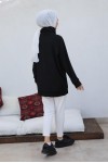 Raglan Kol İçi Şardonlu Tesetür Sweatshirt Siyah 10029 Raglan Kol İçi Şardonlu Tesetür Sweatshirt Siyah 10029
