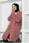 Uzun Triko Hırka Gül Kurusu 2446 Uzun Triko Hırka Gül Kurusu 2446