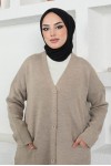 Uzun Triko Hırka Vizon 2446 Uzun Triko Hırka Vizon 2446