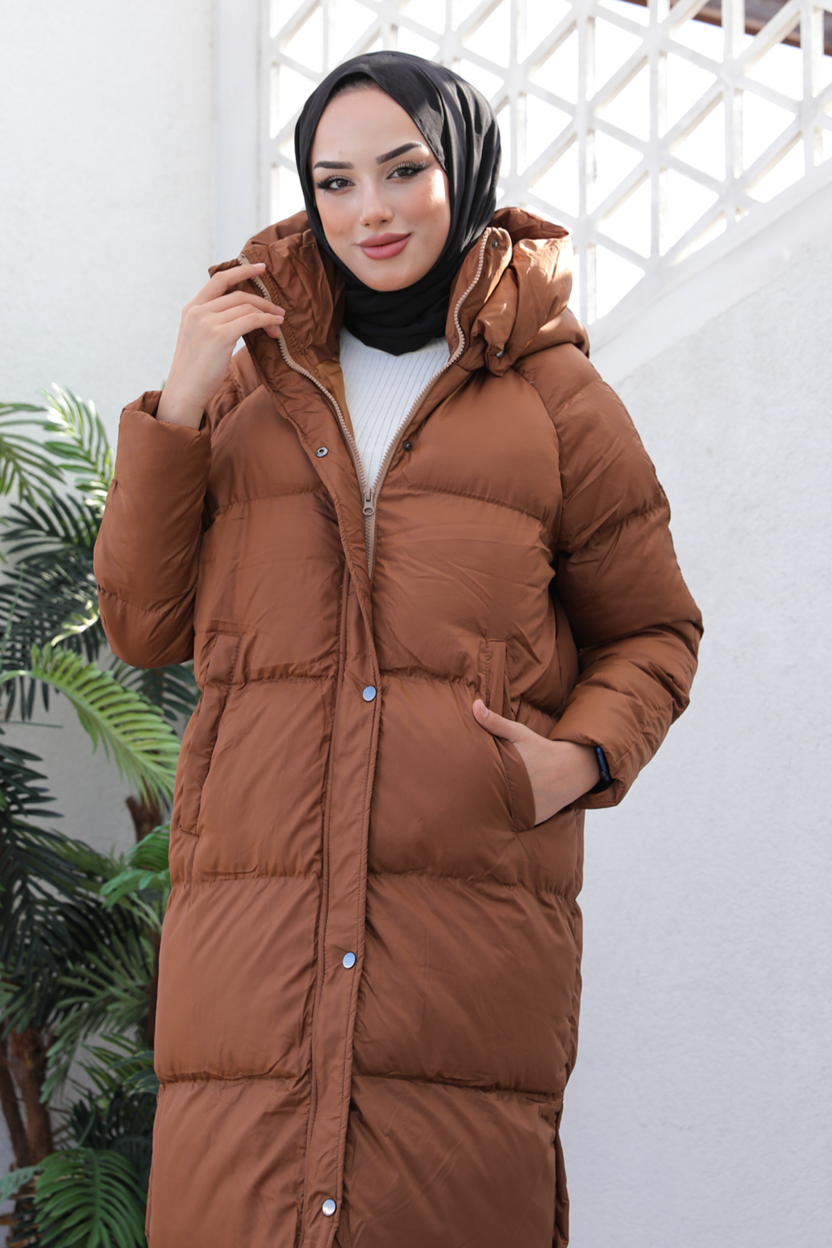 Uzun Dolumlu Şişme Mont Taba 4444 Uzun Dolumlu Şişme Mont Taba 4444