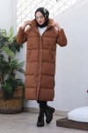 Uzun Dolumlu Şişme Mont Taba 4444 Uzun Dolumlu Şişme Mont Taba 4444