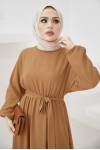 Tesettür Elbise Camel 424-1 Tesettür Elbise Camel 424-1