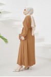 Tesettür Elbise Camel 424-1 Tesettür Elbise Camel 424-1