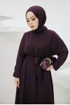 Tesettür Elbise Koyu Mor 424-1 Tesettür Elbise Koyu Mor 424-1