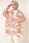 Zebra Desenli Tesettür Gömlek Taba 8892 Zebra Desenli Tesettür Gömlek Taba 8892