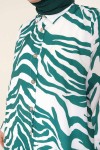 Zebra Desenli Tesettür Gömlek Yeşil 8892 Zebra Desenli Tesettür Gömlek Yeşil 8892